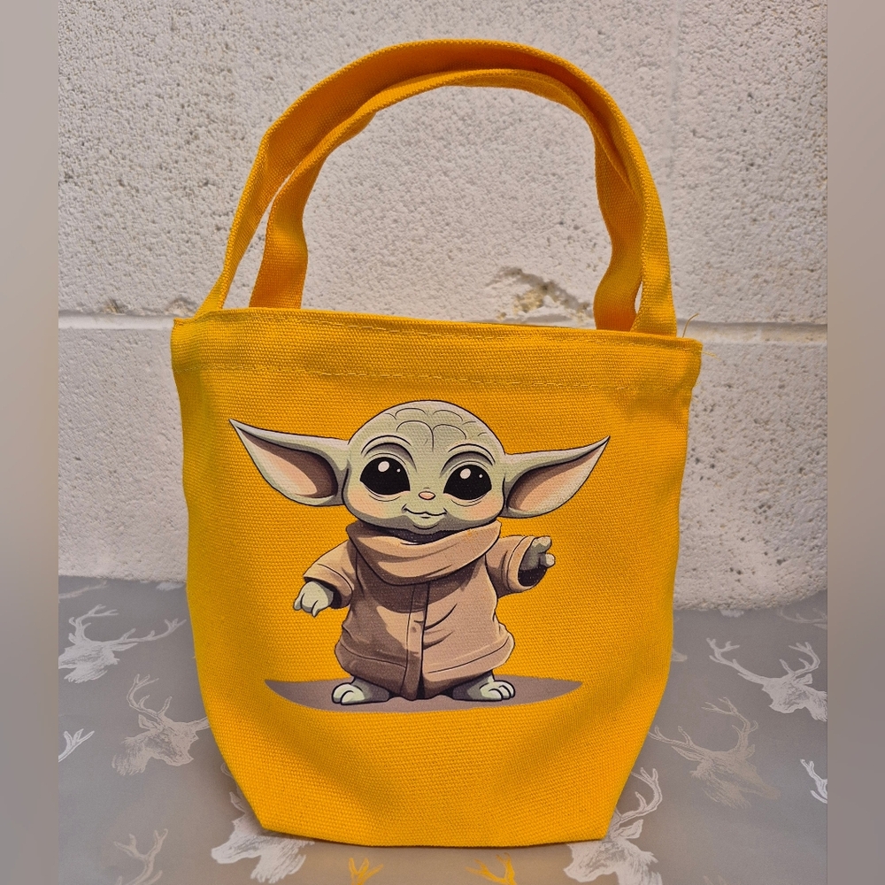 🎁🆓️ w/ Purchase Mustard yellow marigold star wars grogu Mini custom canvas Bag